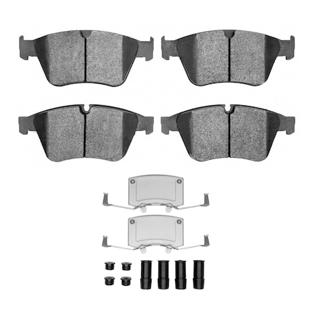 Dynamic Friction Co 5000 Advanced Brake Pads - Low Metallic and Hardware Kit, Long Pad Wear, Front 1551-1271-01